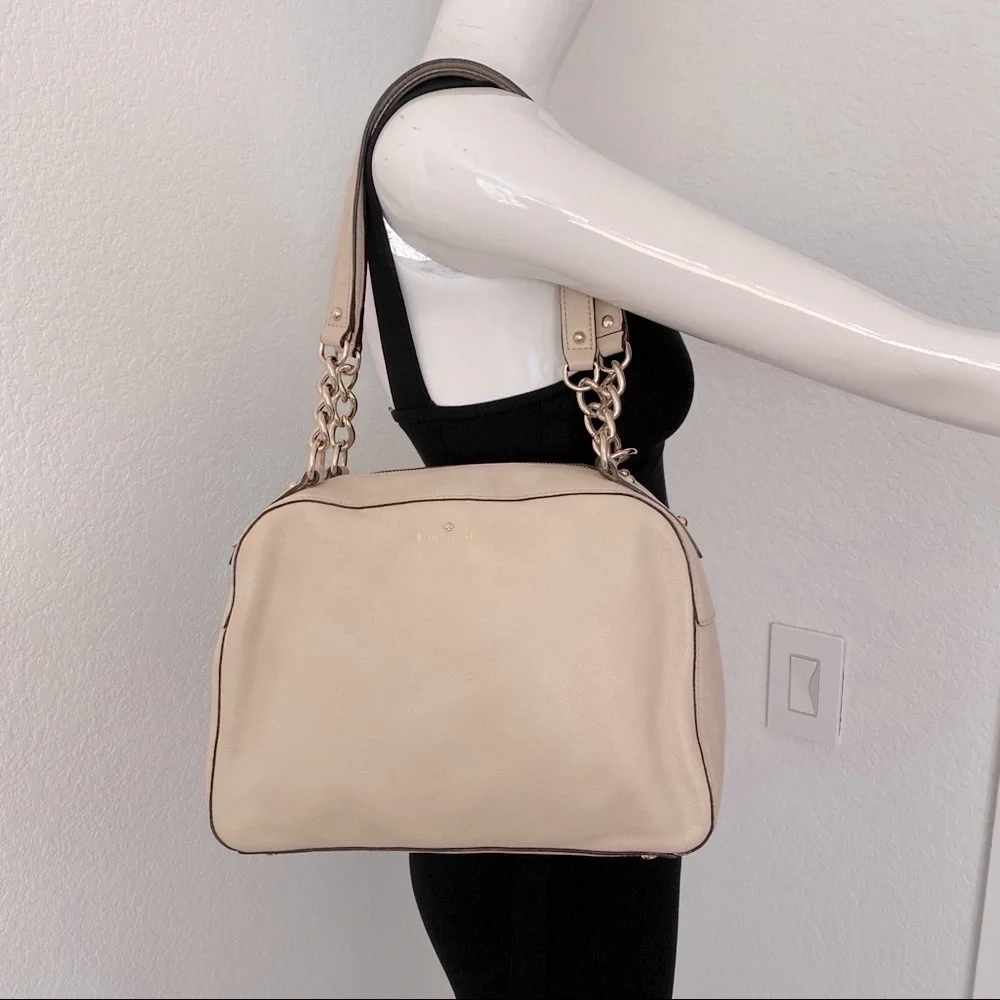 Kate spade beige chain strap leather bag